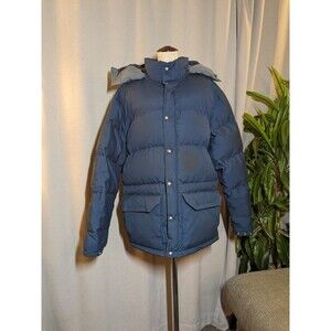 Vintage North Face Blue Nuptse Down Puffer Hood Jacket Large